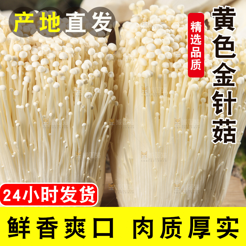 木板上放着金针菇