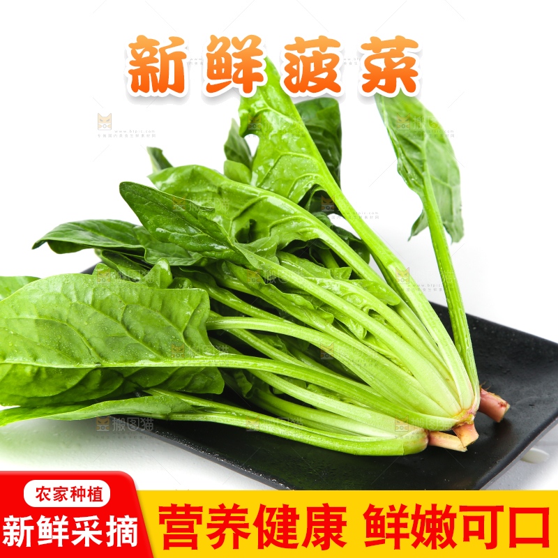 白底上放着菠菜