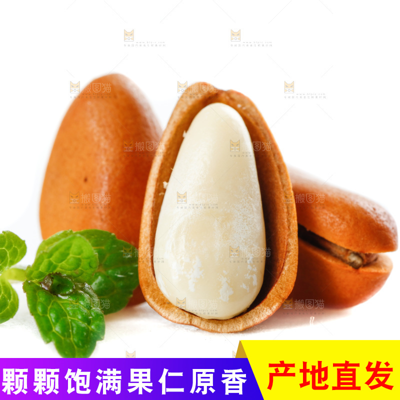 白底上放着巴西松子