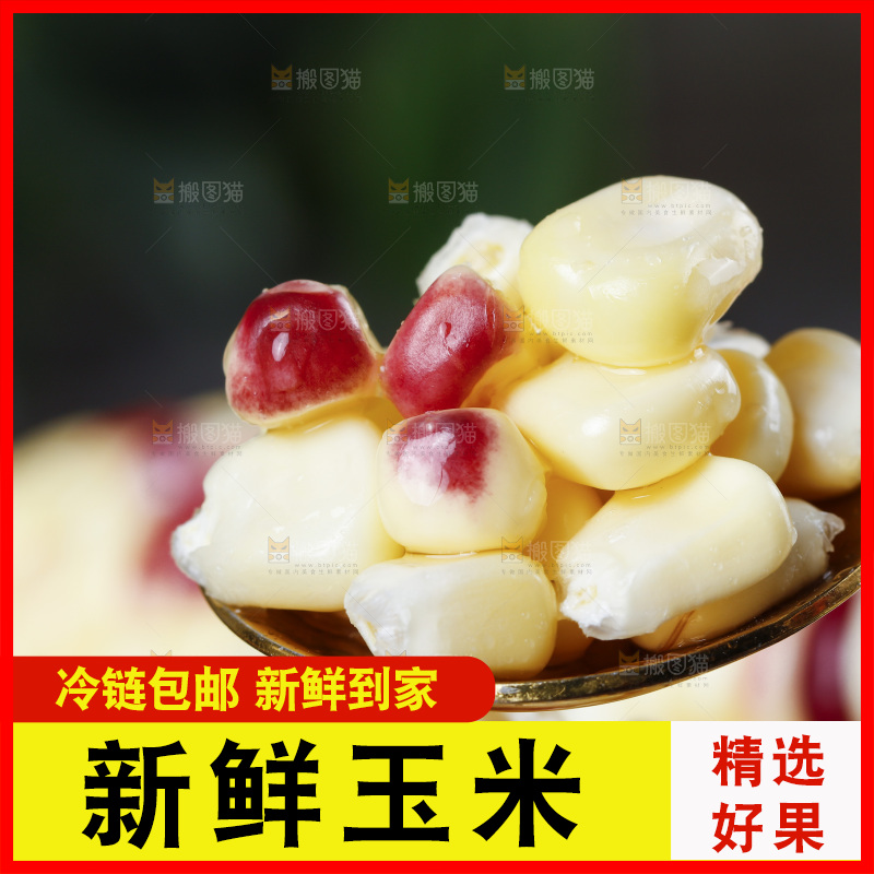 勺子里的花糯玉米粒