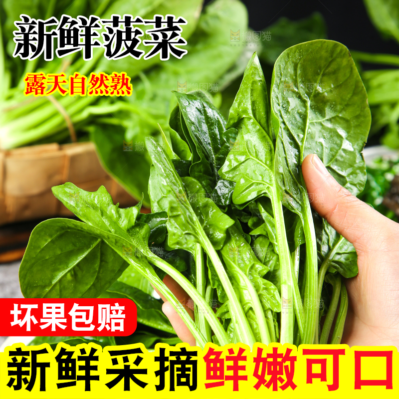 木板上放着绿色菠菜