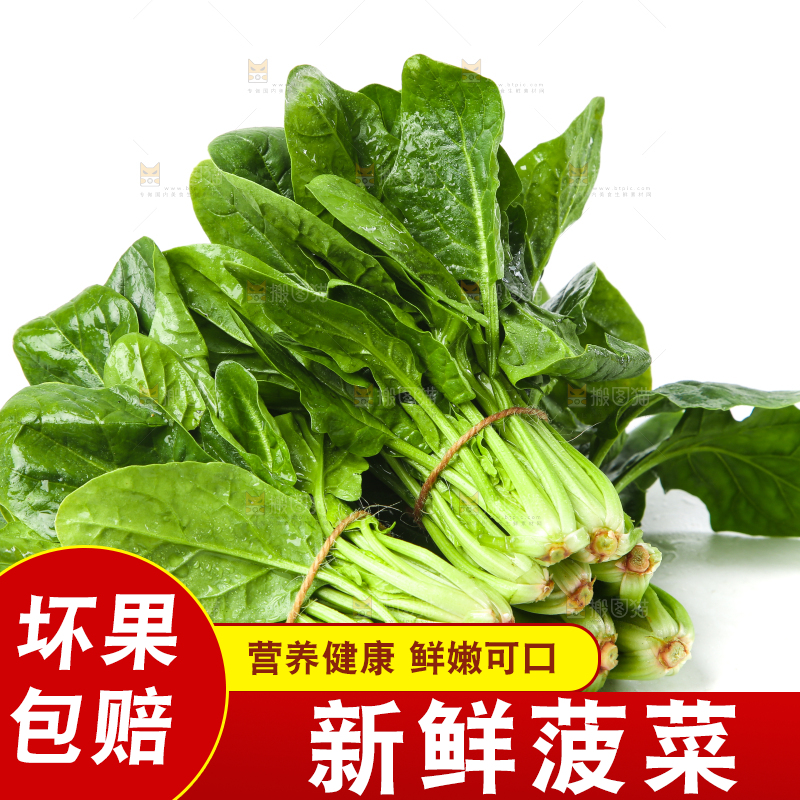 白底上放着菠菜