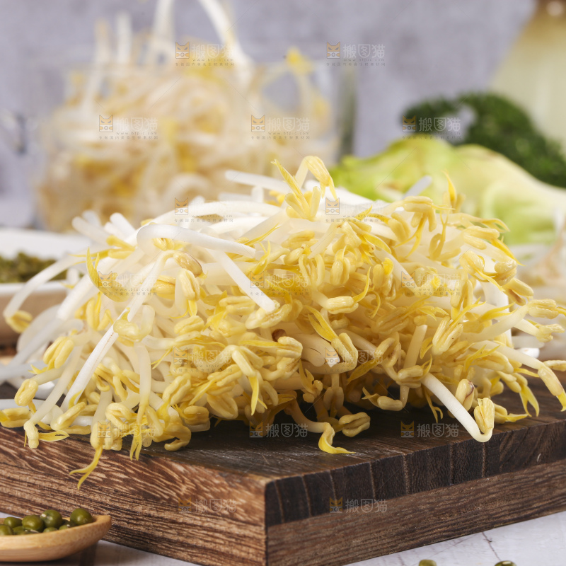 盘子里装着绿豆芽