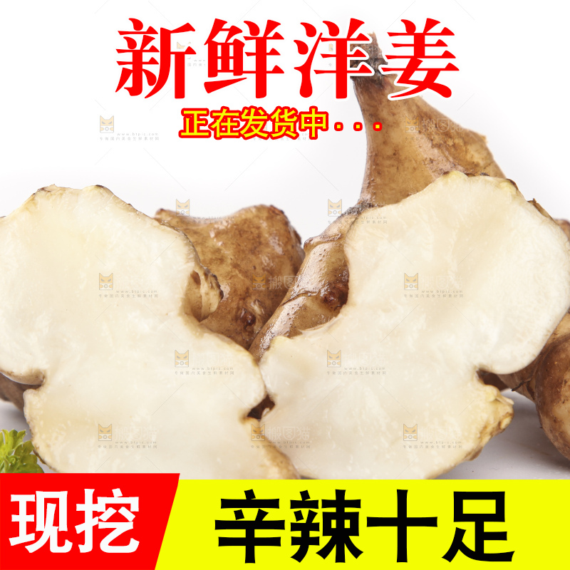 白底上摆放着新鲜洋姜