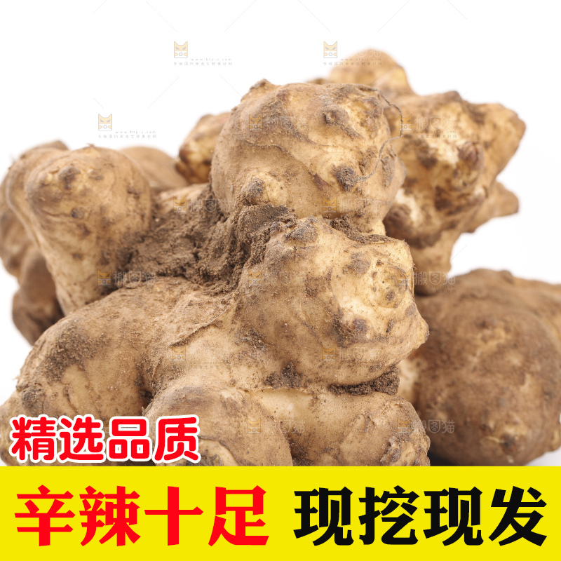 白底上摆放着新鲜洋姜