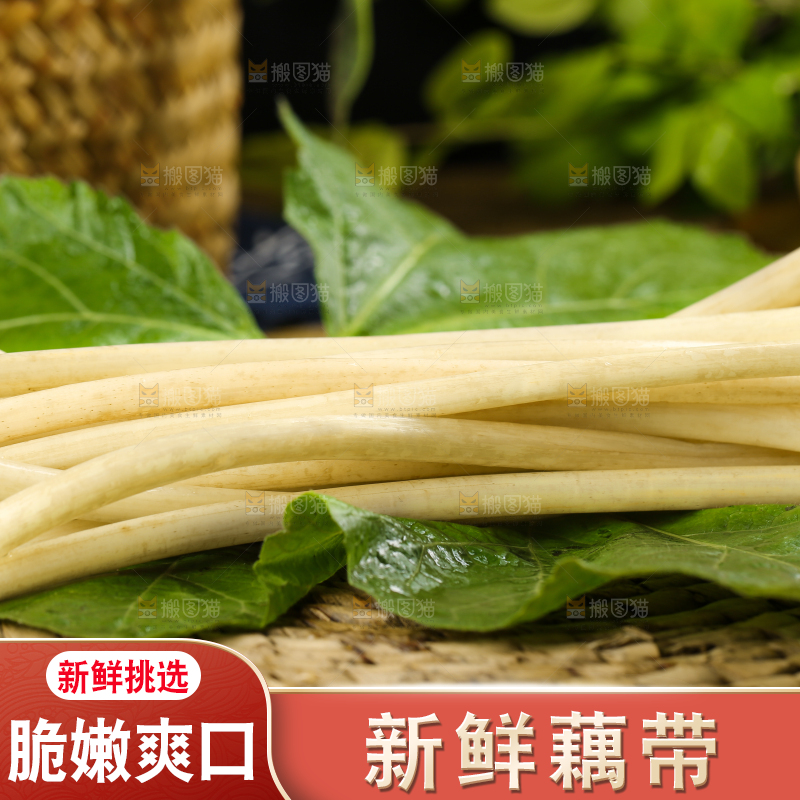 荷叶上放着洪湖藕带