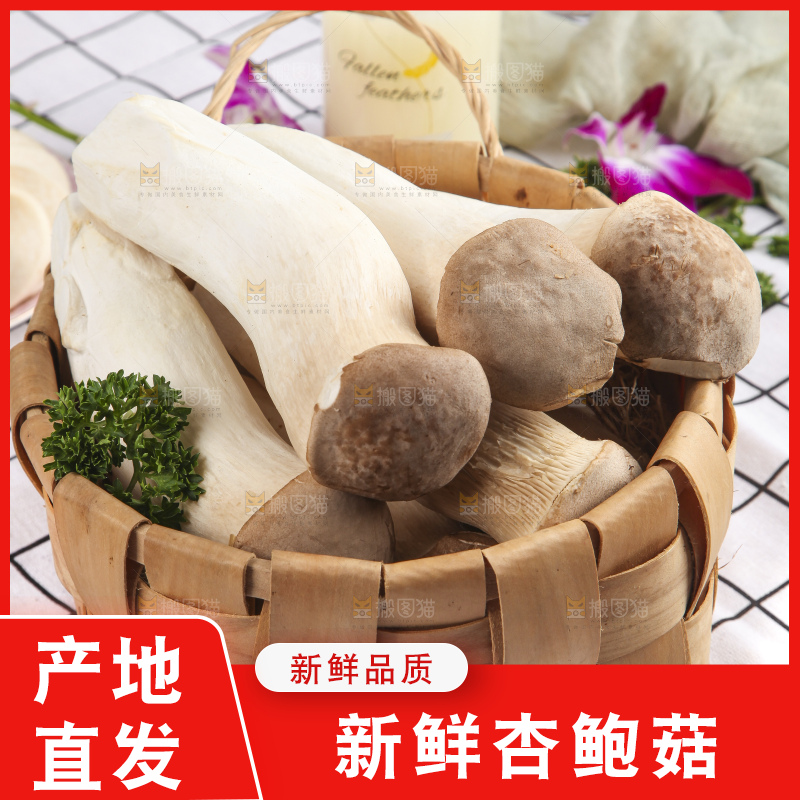 篮子里放着大鸡腿菇