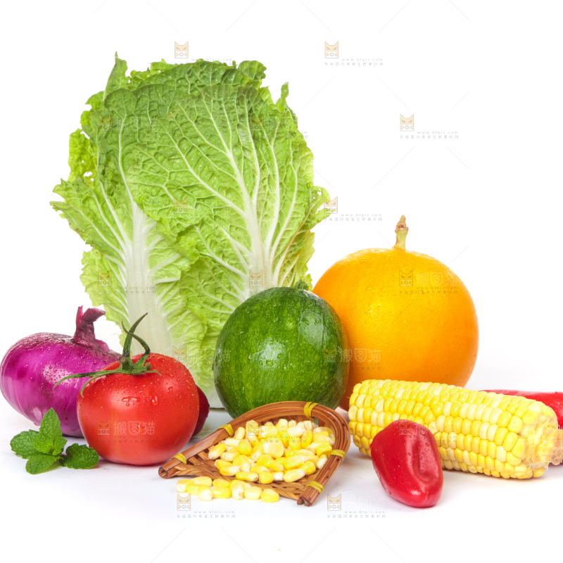 白底上的蔬菜组合