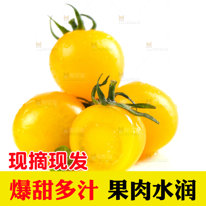 切开的黄金小番茄放在白底上