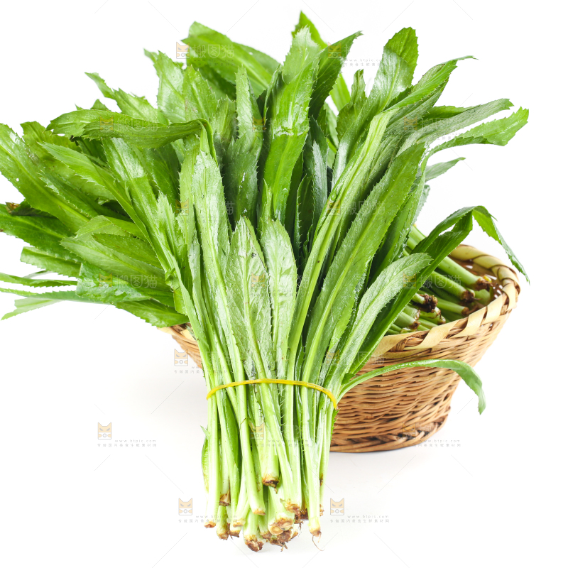 白底上放着一筐云南大香菜