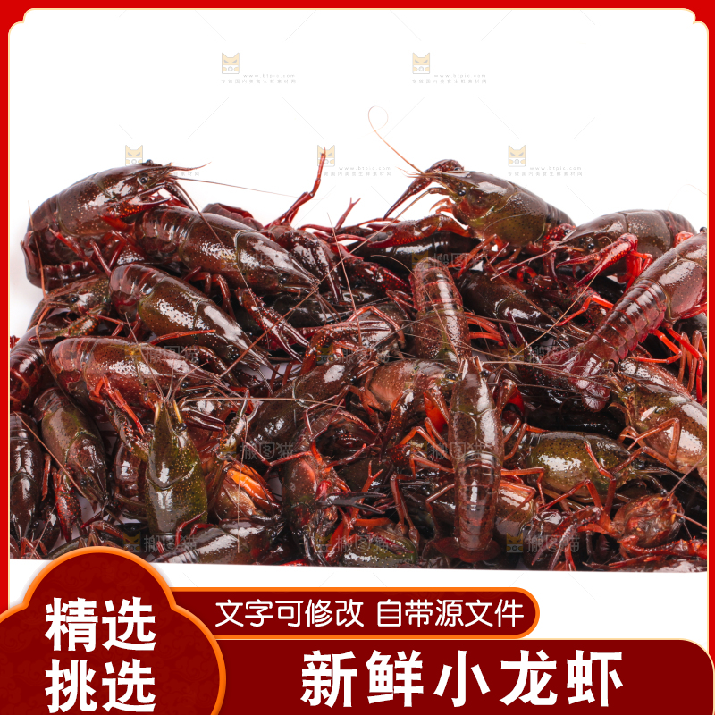 白底上放着潜江小龙虾