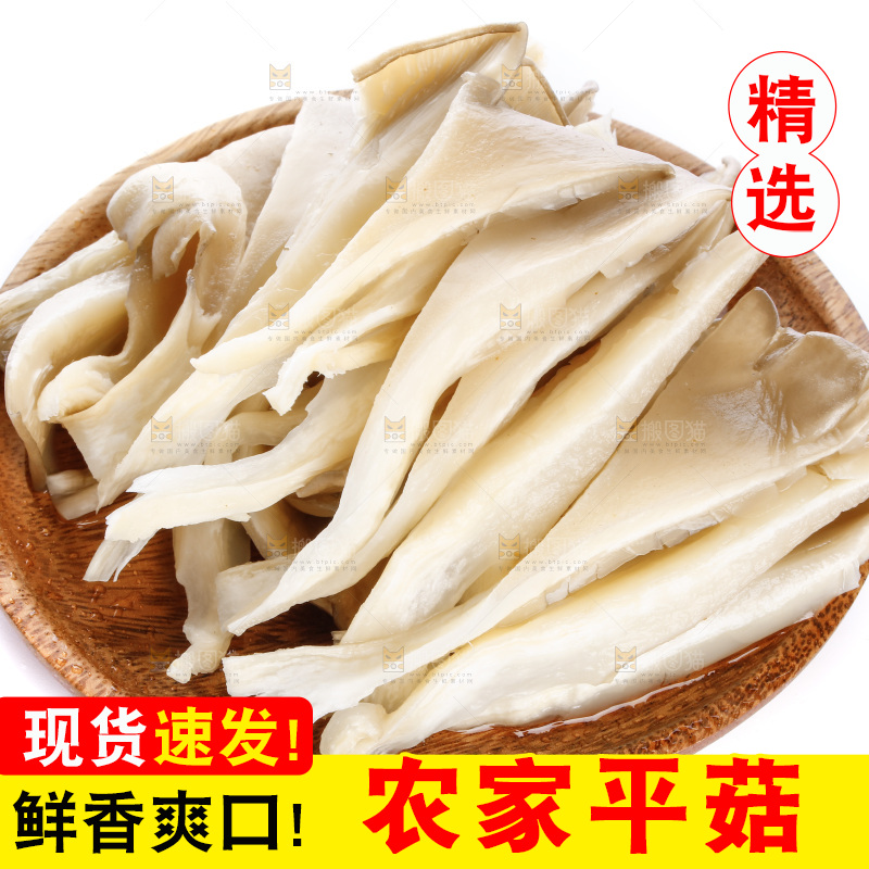 白底上放着一盘新鲜平菇