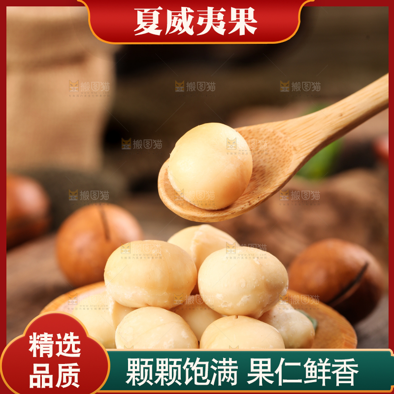 勺子里的夏威夷果果仁