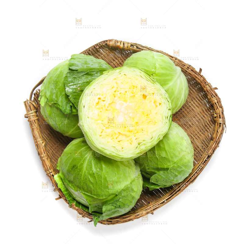白底上放着一筐陕西卷心菜