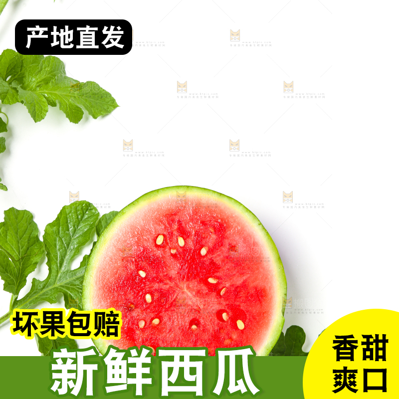 切开的红肉麒麟西瓜放在白底上