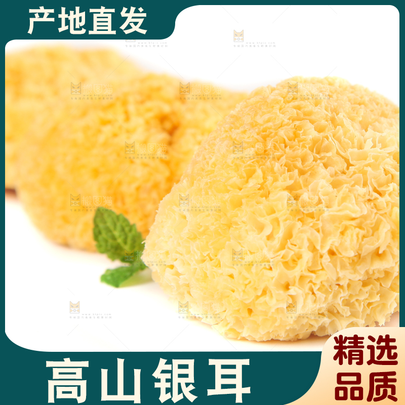 一堆糯银耳堆在白底上
