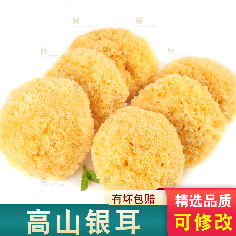 一堆糯银耳堆在白底上