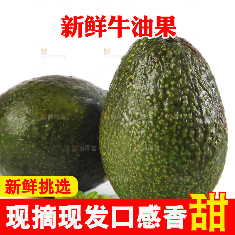 白底上的牛油果