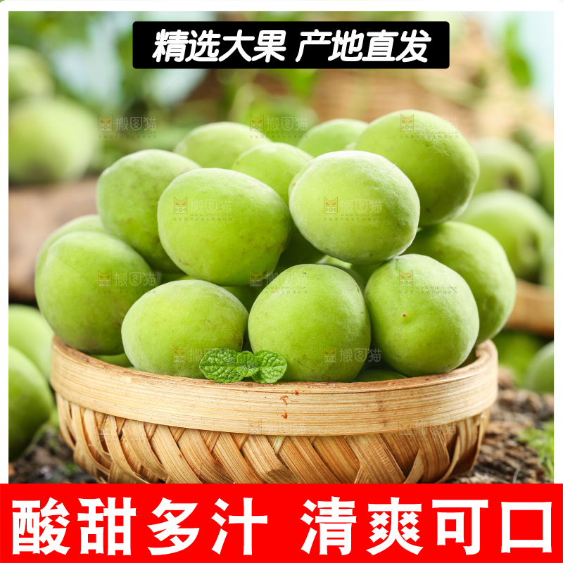 一筐青梅子果放在木底上
