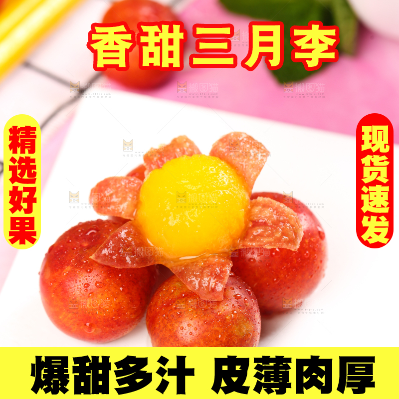 白石板上摆放着钱排三月李