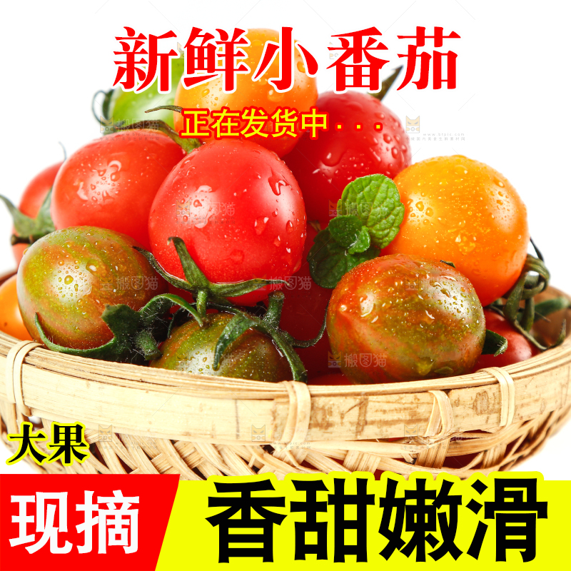 白底上放着一筐圣女果组合