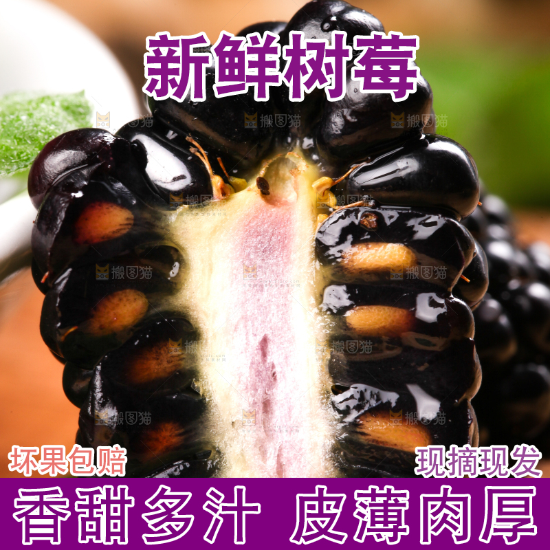 木底上切开的黑树莓