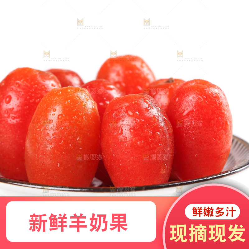 白底上放着一盘羊奶果