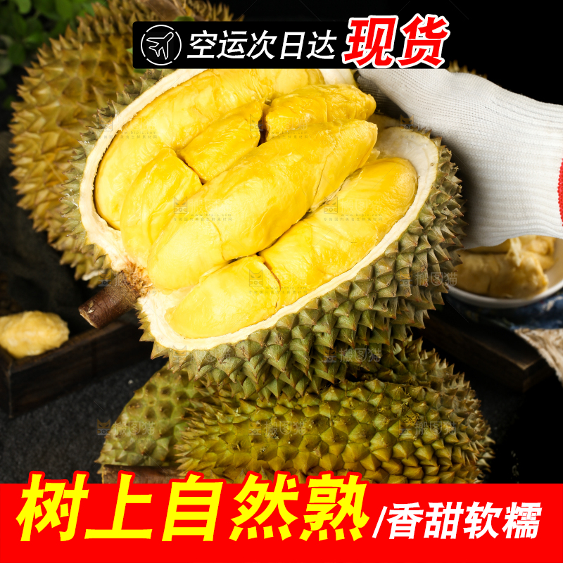 黑底上的进口甲仑榴莲