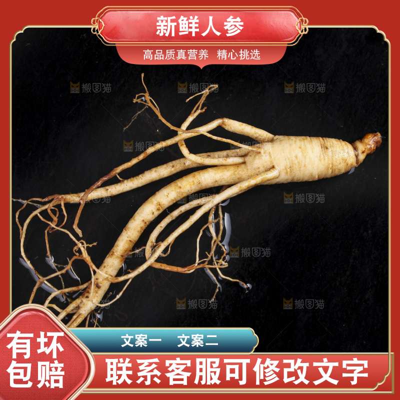 黑石板上的鲜参