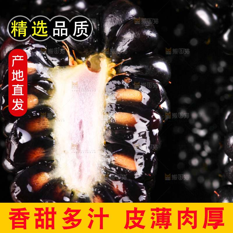 一盘云南黑莓放在木底上