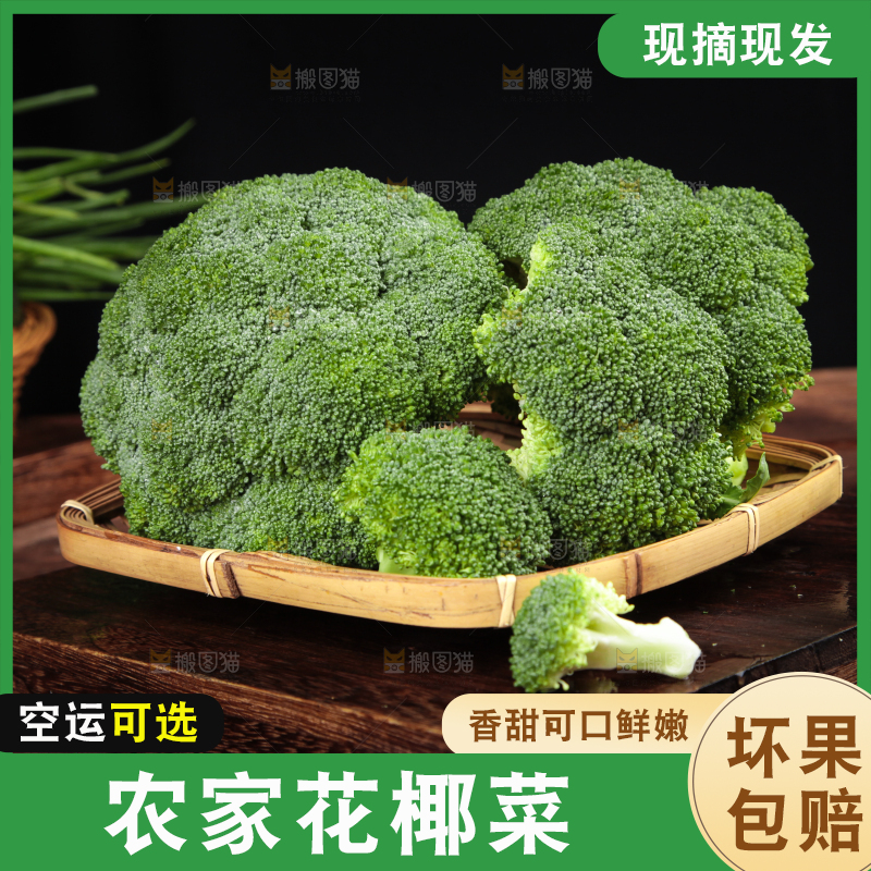 一盘西兰花放在木底上