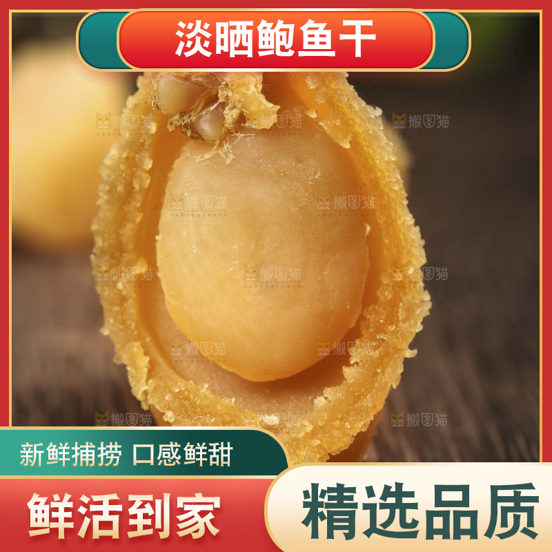 木底上的北海鲍鱼干