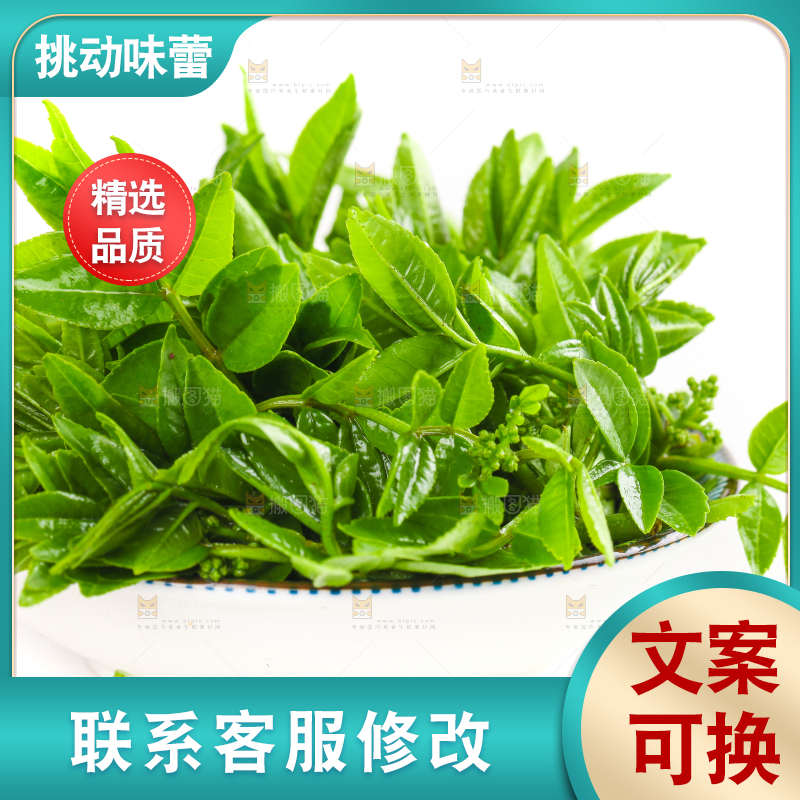 一碗花椒叶放在白底上