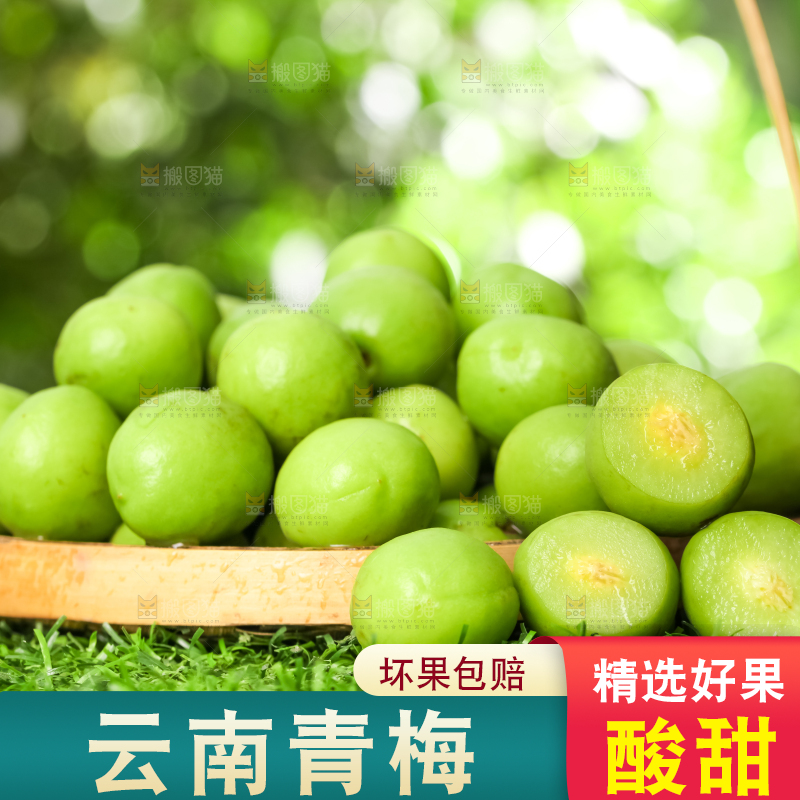 草地上放着一篮云南大理青梅