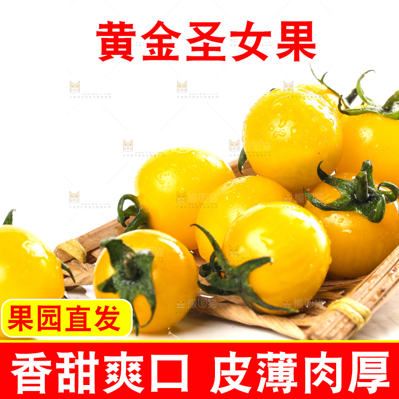 白底上的黄金小番茄