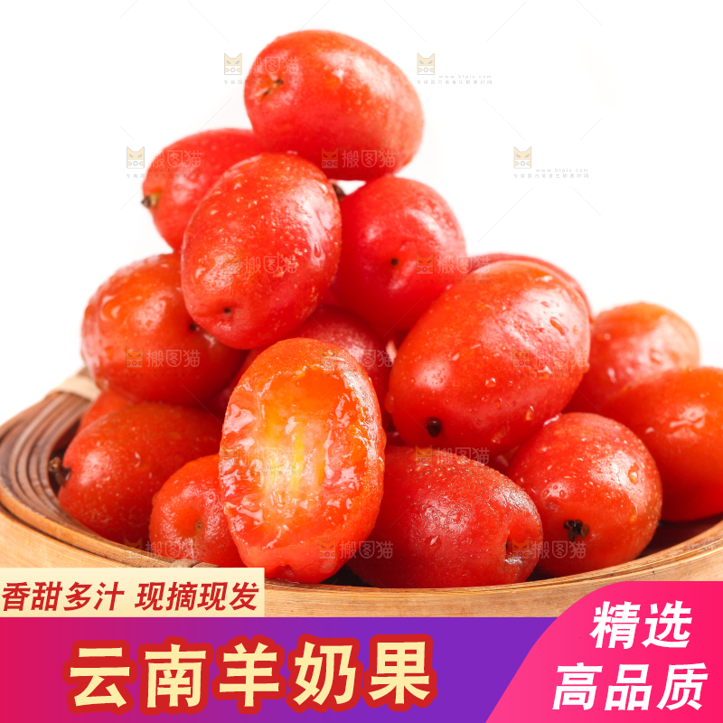 一筐临沧甜羊奶果放在白底上