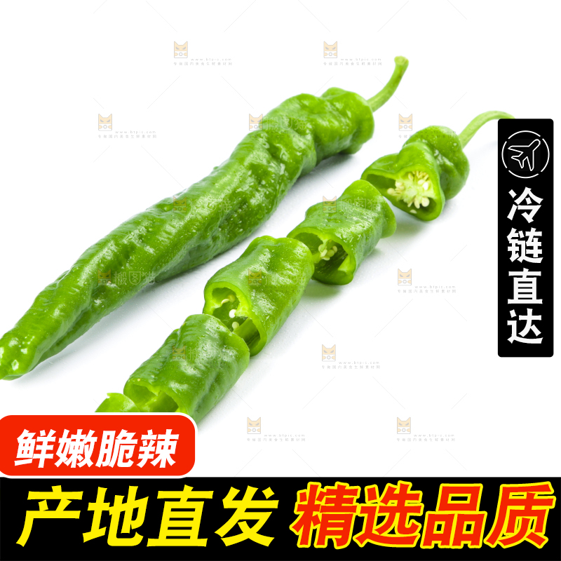 白底上摆放着青螺丝椒