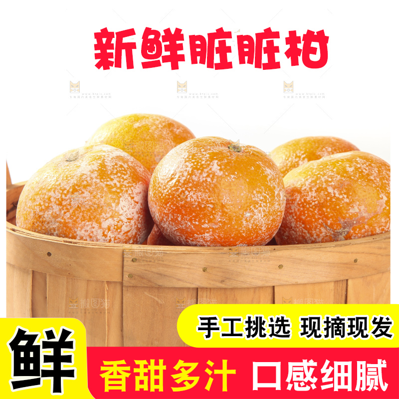白底上放着一筐广西武鸣茂谷柑