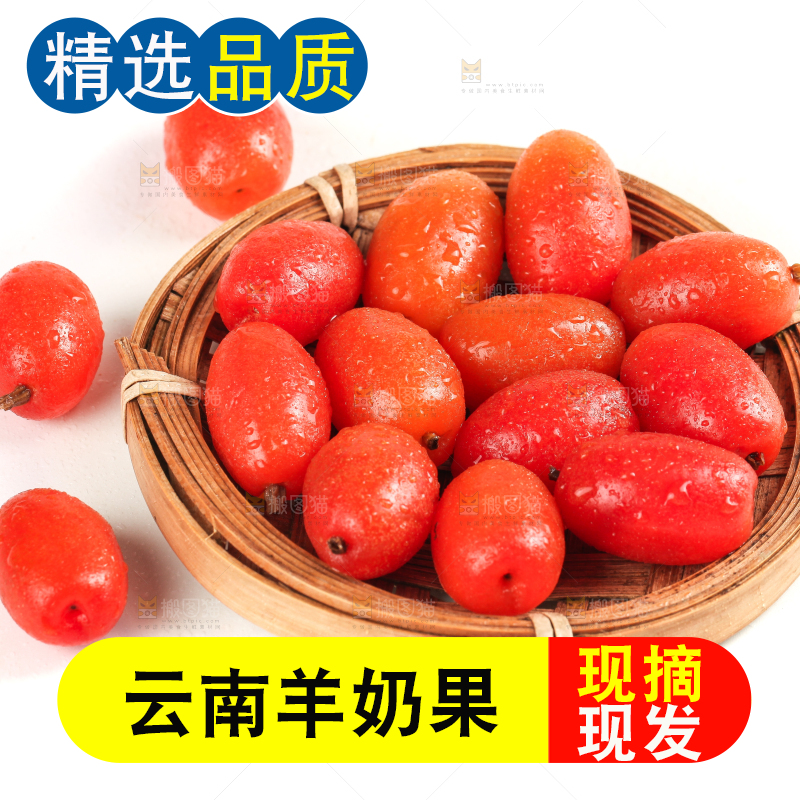 一筐临沧甜羊奶果放在白底上