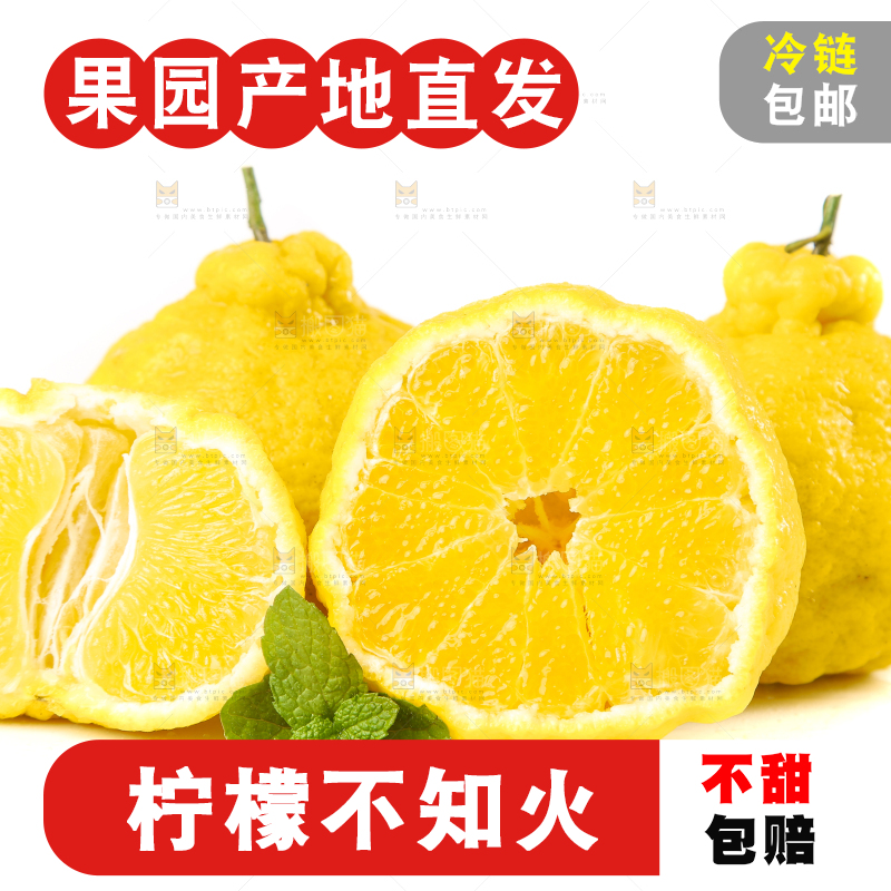 白底上放着四川柠檬不知火