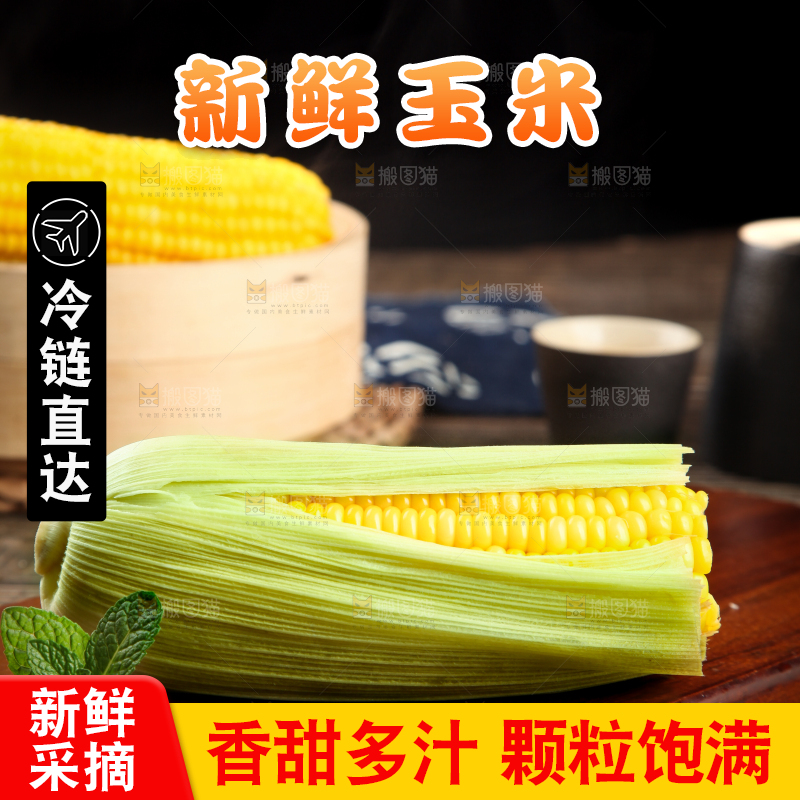 木板上的东北玉米