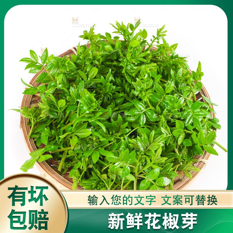 白底上放着一筐野生花椒嫩芽