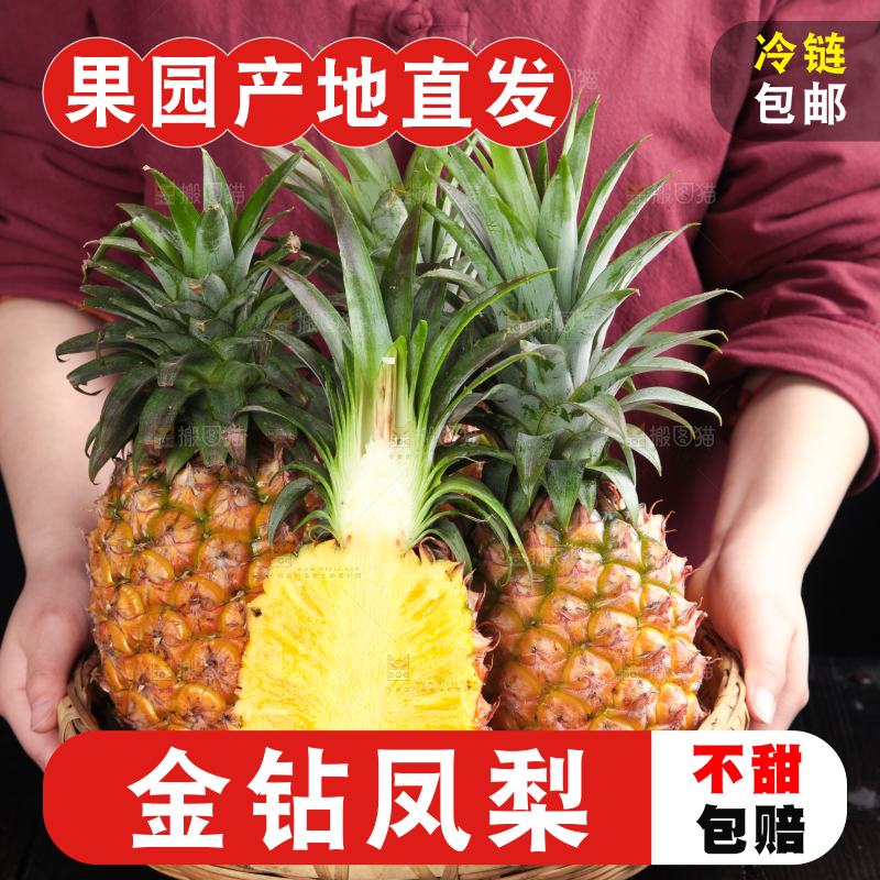 篮子里装着海南金钻凤梨