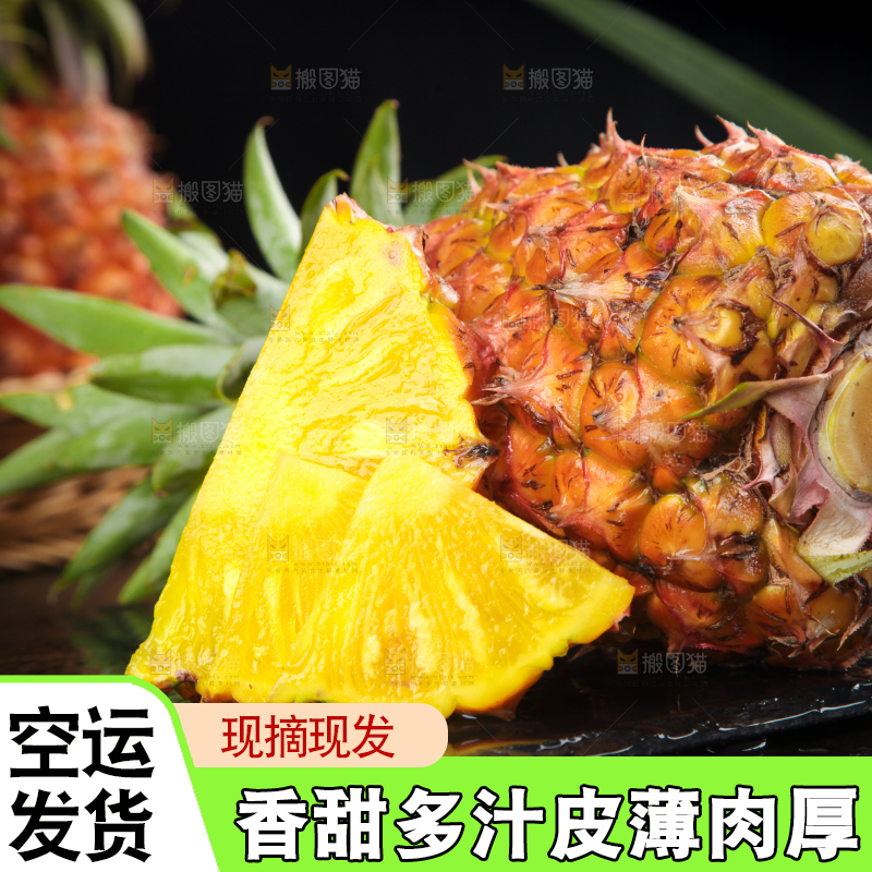 黑石板上的金钻凤梨