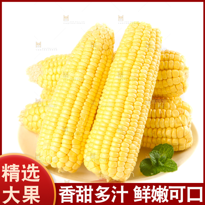 白底上放着一盘黄玉米