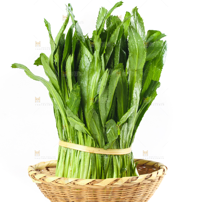 白底上放着一筐云南大香菜