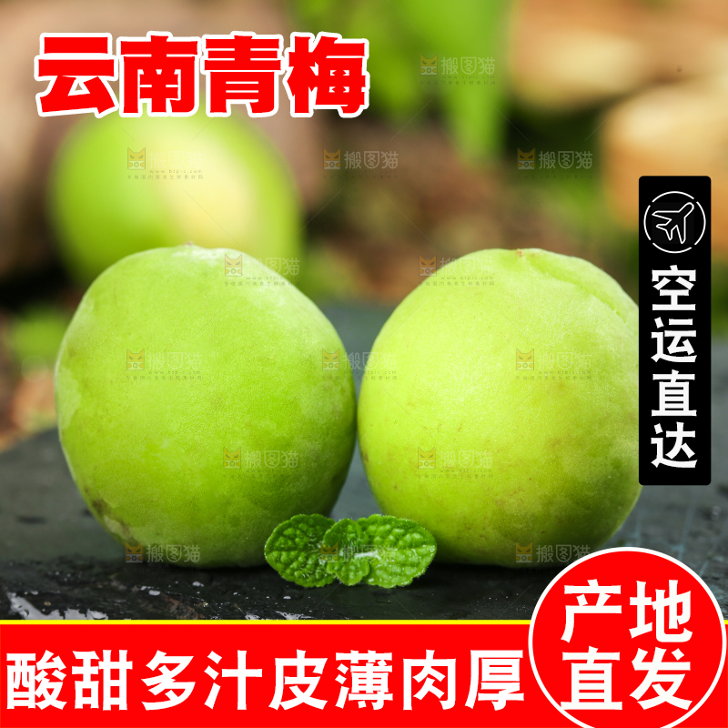 黑石板上放着野生青梅果