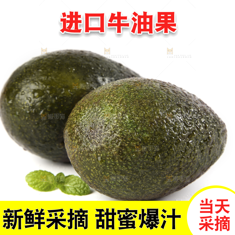 白底上放着进口牛油果