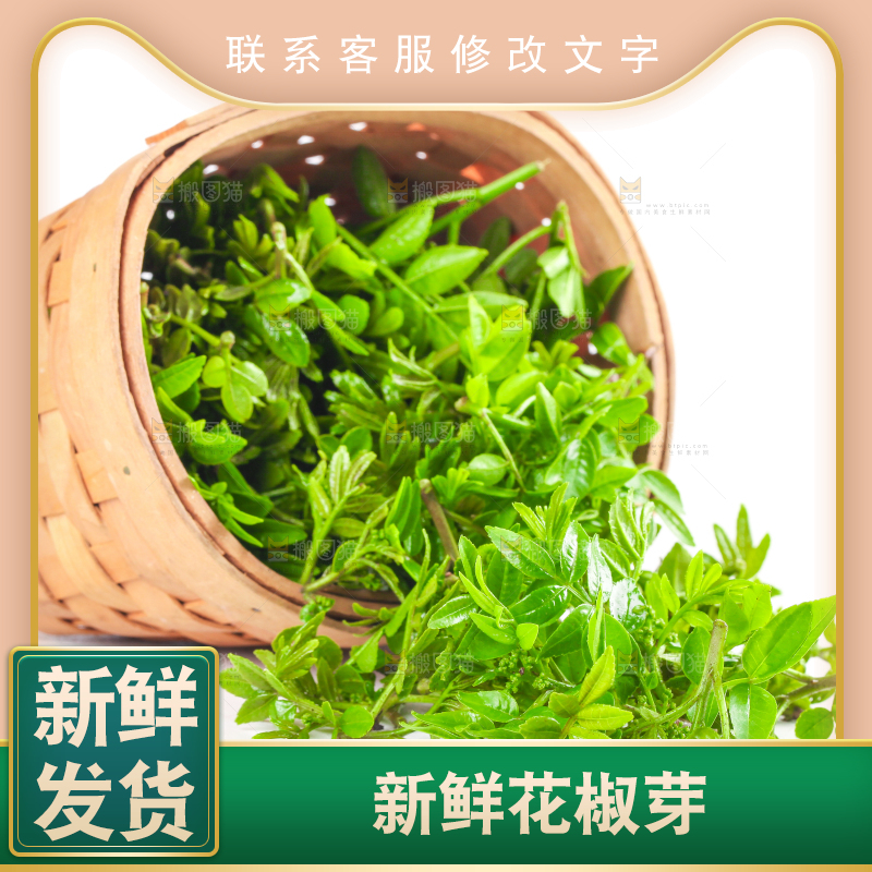 白底上放着一筐野生花椒嫩芽