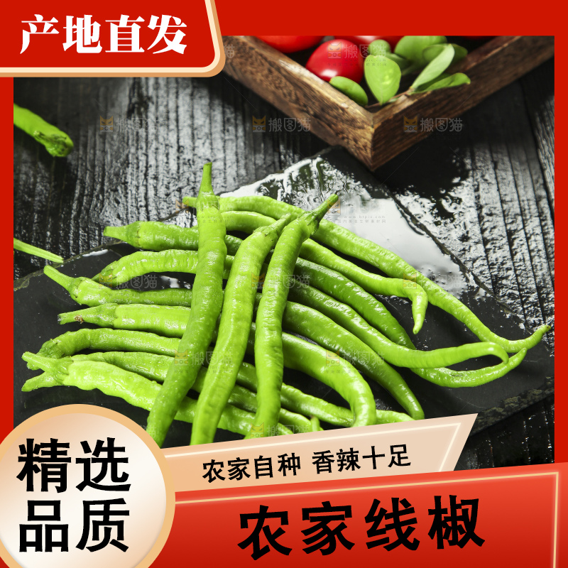 石板上放着一捆线椒